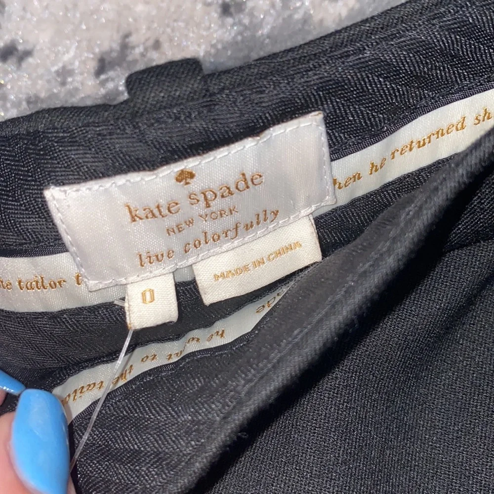 Kate Spade Black Cuffed Wide Leg High Rise pants NWT